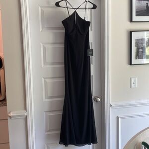 Lulu’s Black halter cut out formal dress
